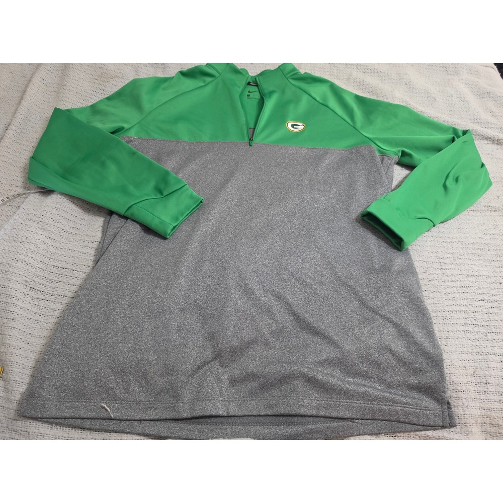 Nike Golf Green Bay Packers Quarter Zip Pullover Gray Green XL 854498-306